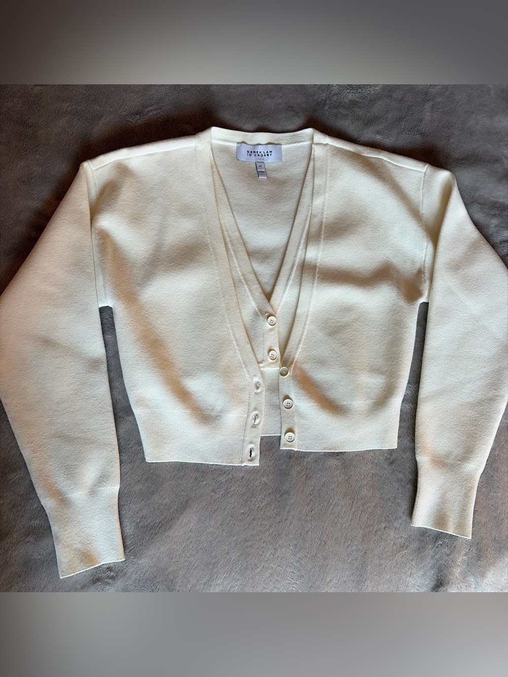 Derek Lam 10 Crosby Women's Cream V-Neck Button Cardigan